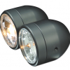 SHIN YO Set mit 2 Scheinwerfern, mattschwarz, Fern + Abblendlicht E-gepr., Birnen 1x H4 1x H7