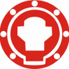 Quattroerre Aufkleber Tankdeckel , (3D Optik rot,eloxiert)